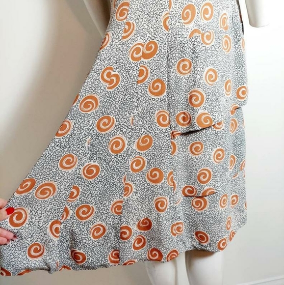 1940s rayon novelty print swirls dress vintage - Picture 7 of 12